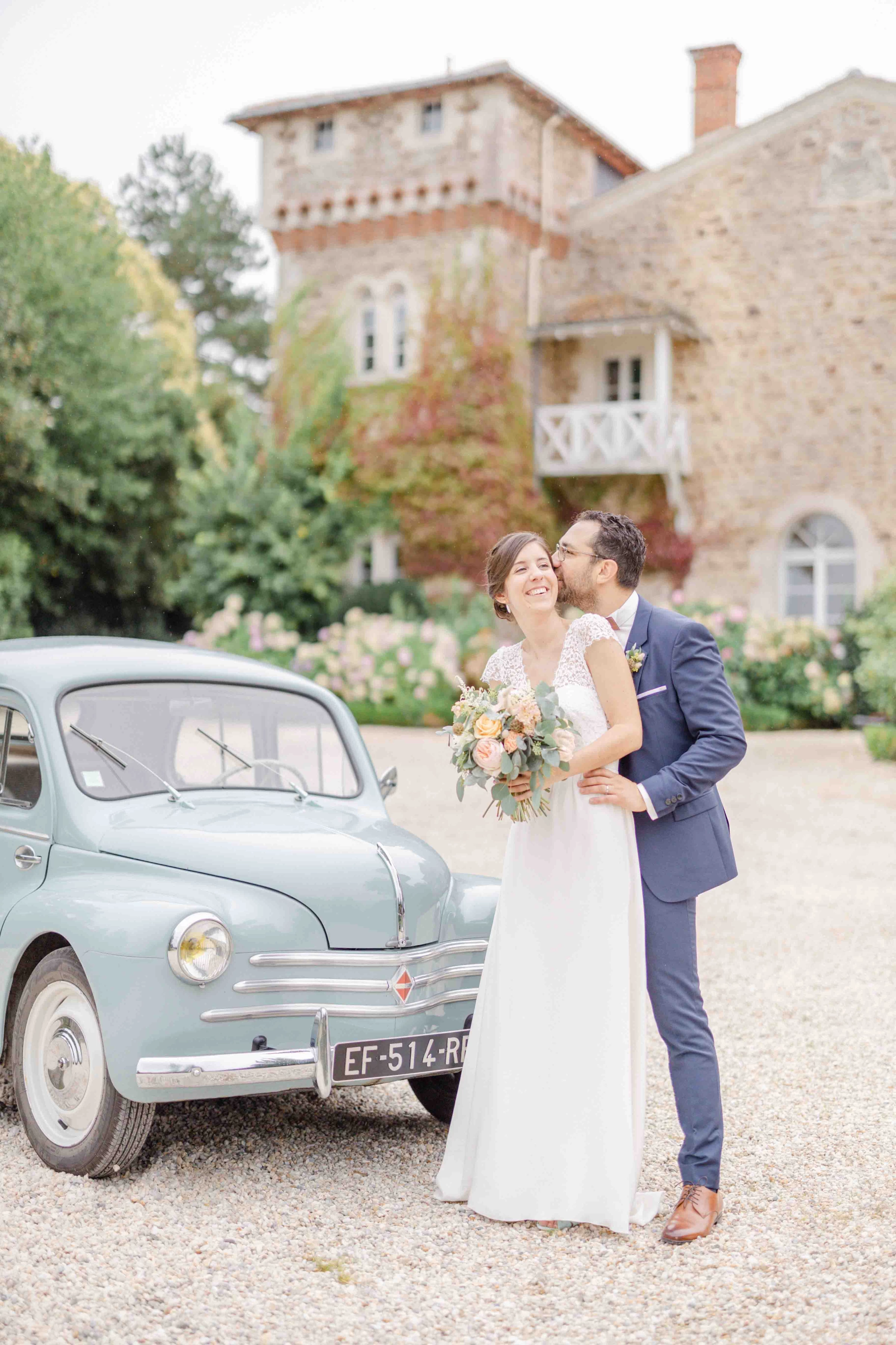 robe bonheur gris mariage voiture